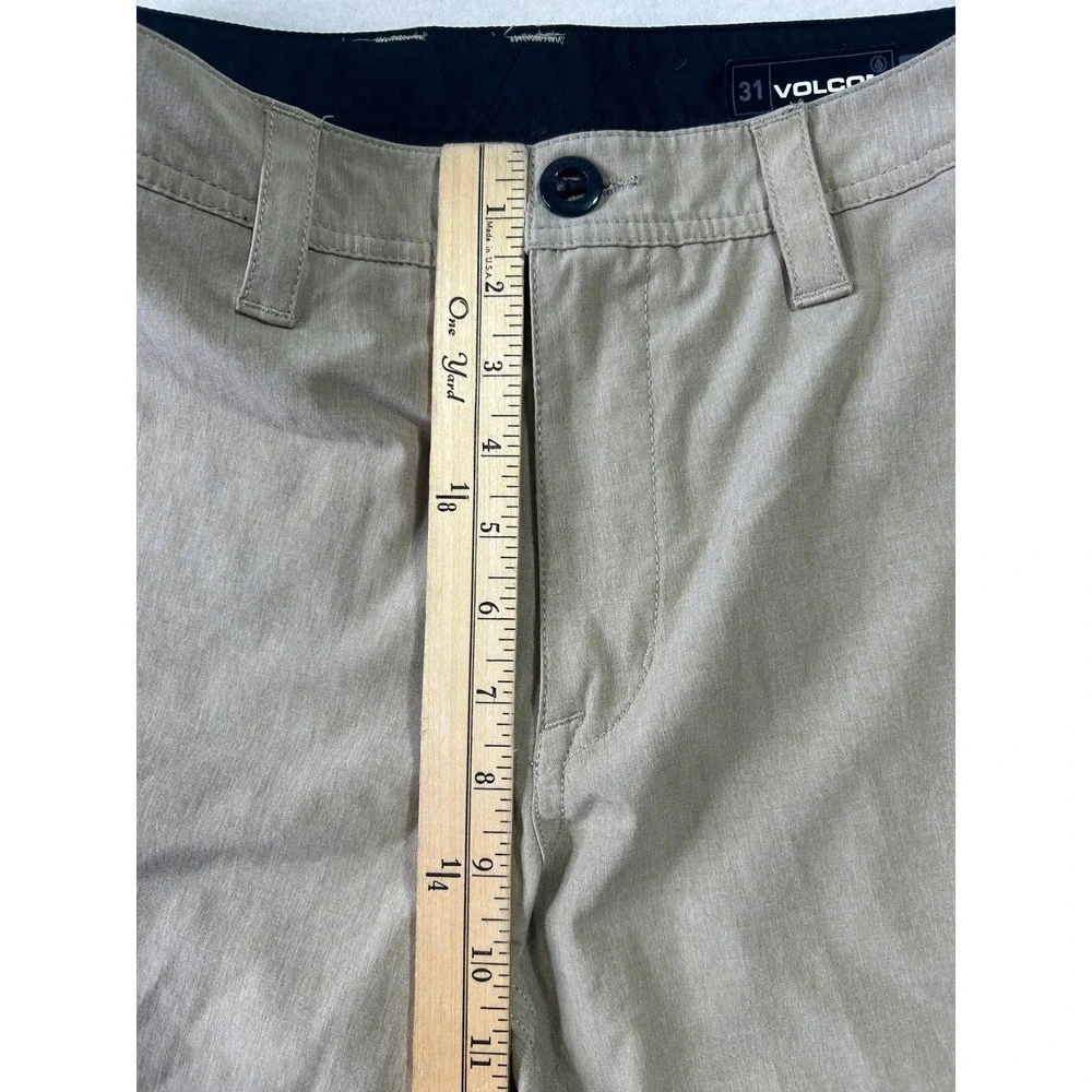 Volcom Mens Hybrid Shorts Khaki Tan Heathered Chino Boardshorts Size 31